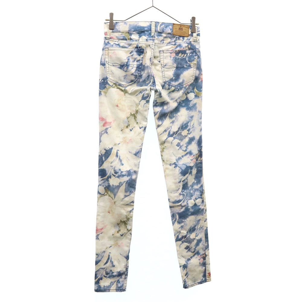 ポロラルフローレン 花柄 スリムデニムパンツ W26 ブルー×ホワイト POLO RALPH LAUREN ジーパン レディース