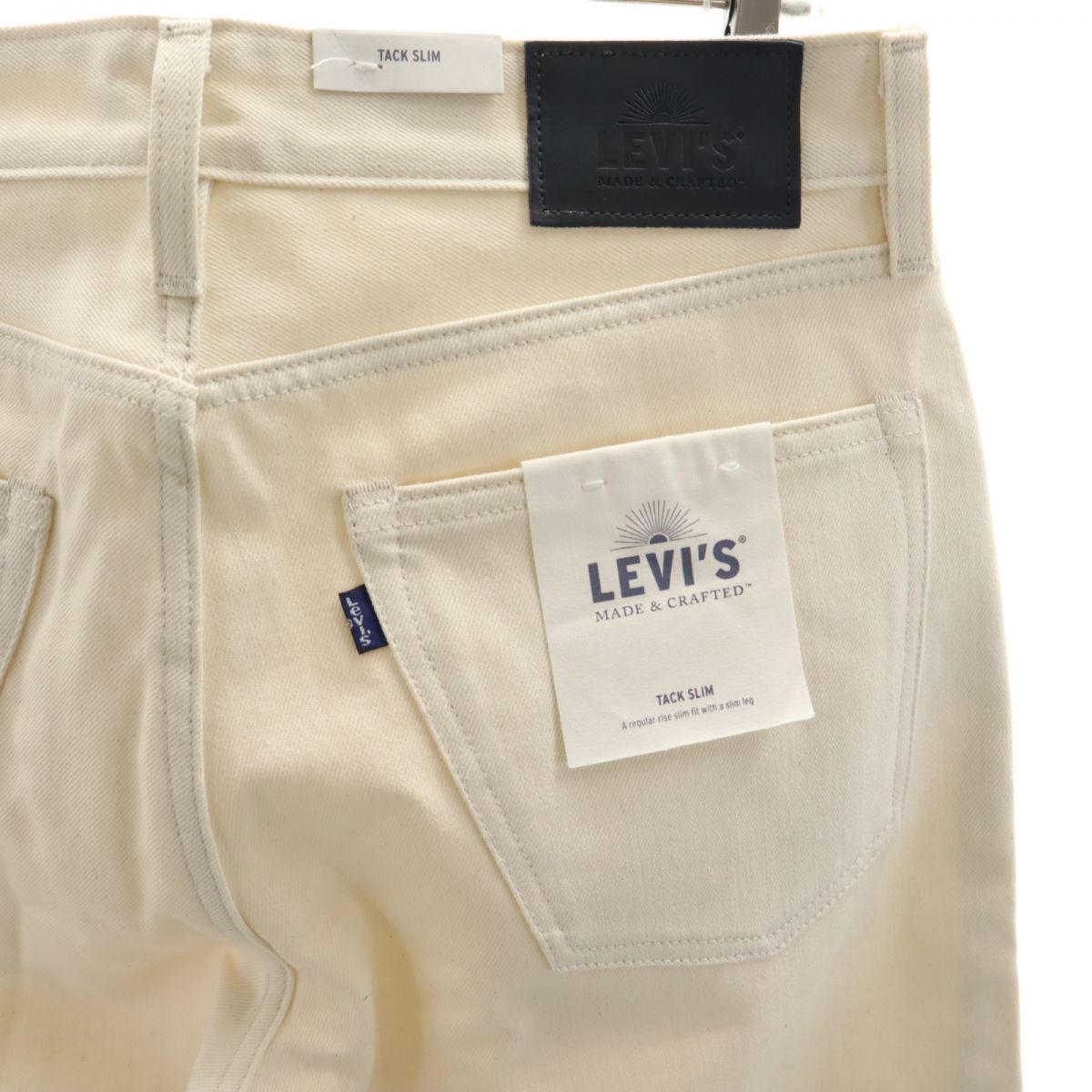 リーバイス 未使用 ロゴワッペン スリムデニムパンツ W32 ホワイト Levi's ジーパン メンズ