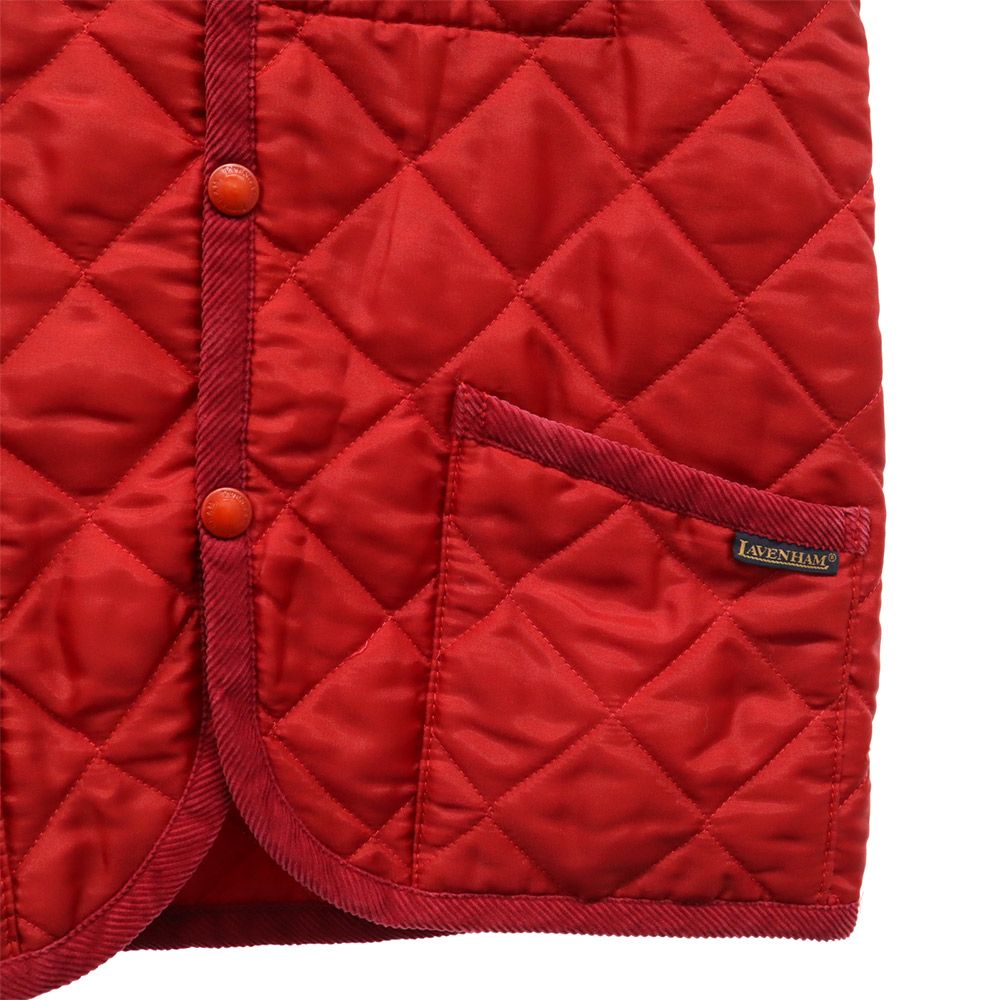 LAVENHAM ラベンハム ロゴタグ キルティング 中綿ジャケット 34 レッド レディース
