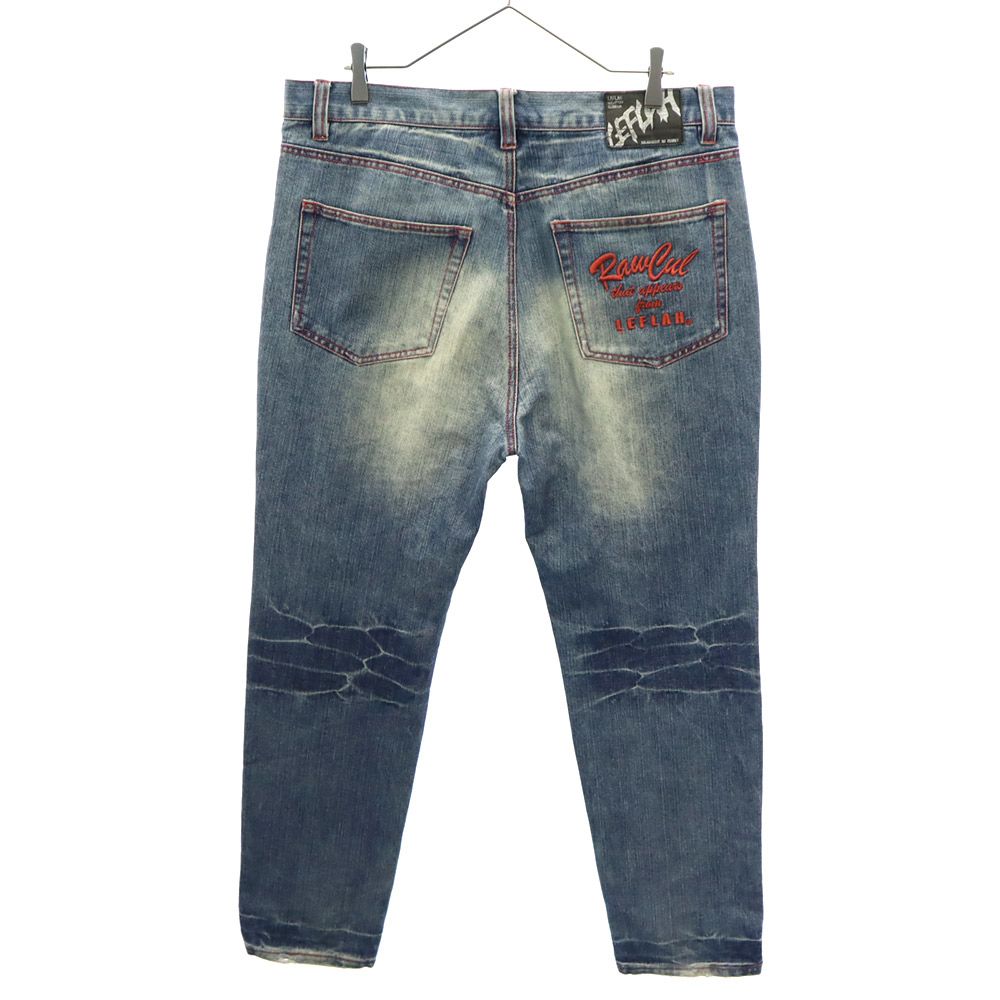 LEFLAH レフラー ロゴ刺繍 テーパードデニムパンツ XL ブルー ジーパン メンズ