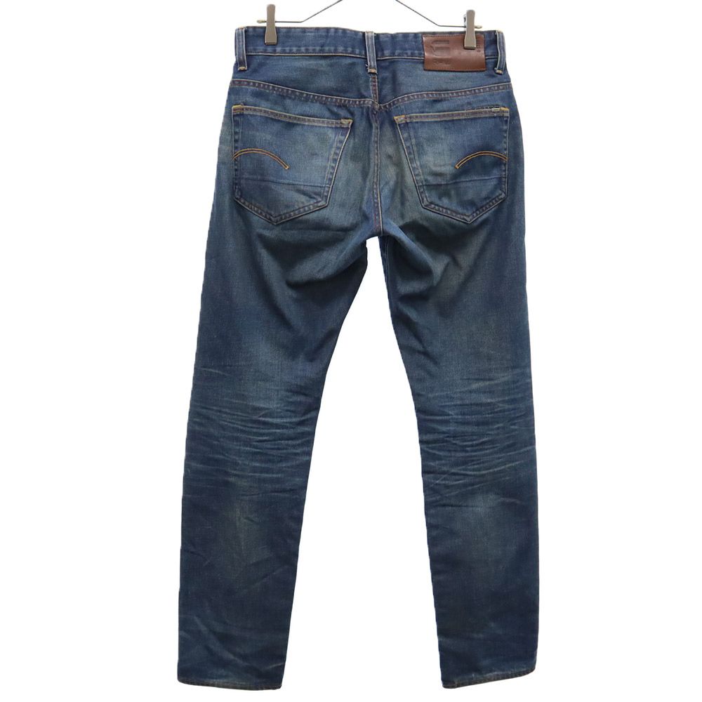 G-STAR RAW ジースターロウ ロゴ刺繍 ストレートデニムパンツ w31 ブルー ボタンフライ ジーパン ロゴプレート メンズ