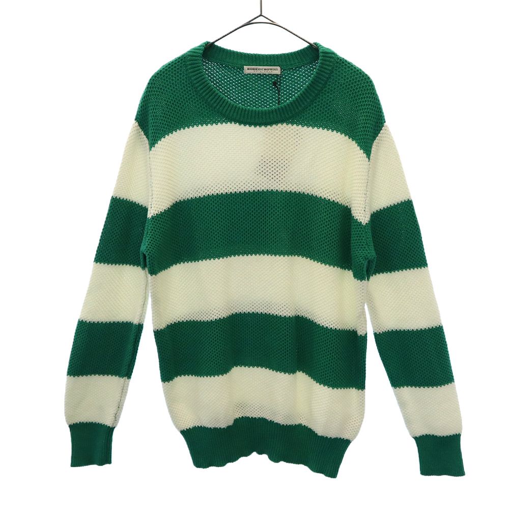 ロデオクラウンズ 未使用 ボーダー柄 長袖 セーター M グリーン×ホワイト Rodeo Crowns タグ付き ニット レディース