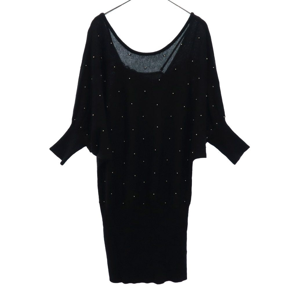 AULA AILA アウラアイラ ビーズ 長袖 セーター ブラック ニット レディース