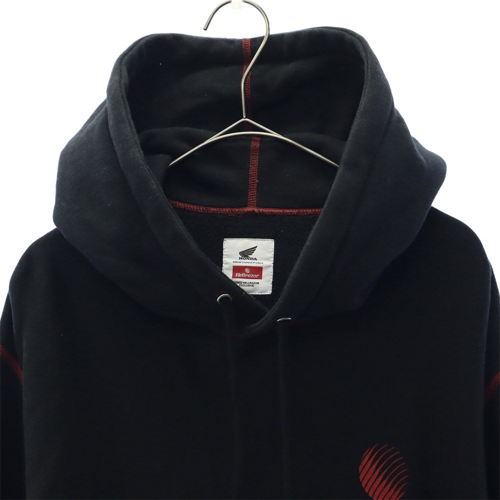 Hellrazor ヘルレイザー ホンダ コラボ ロゴプリント 長袖 スウェットパーカー L ブラック HONDA 裏起毛 メンズ