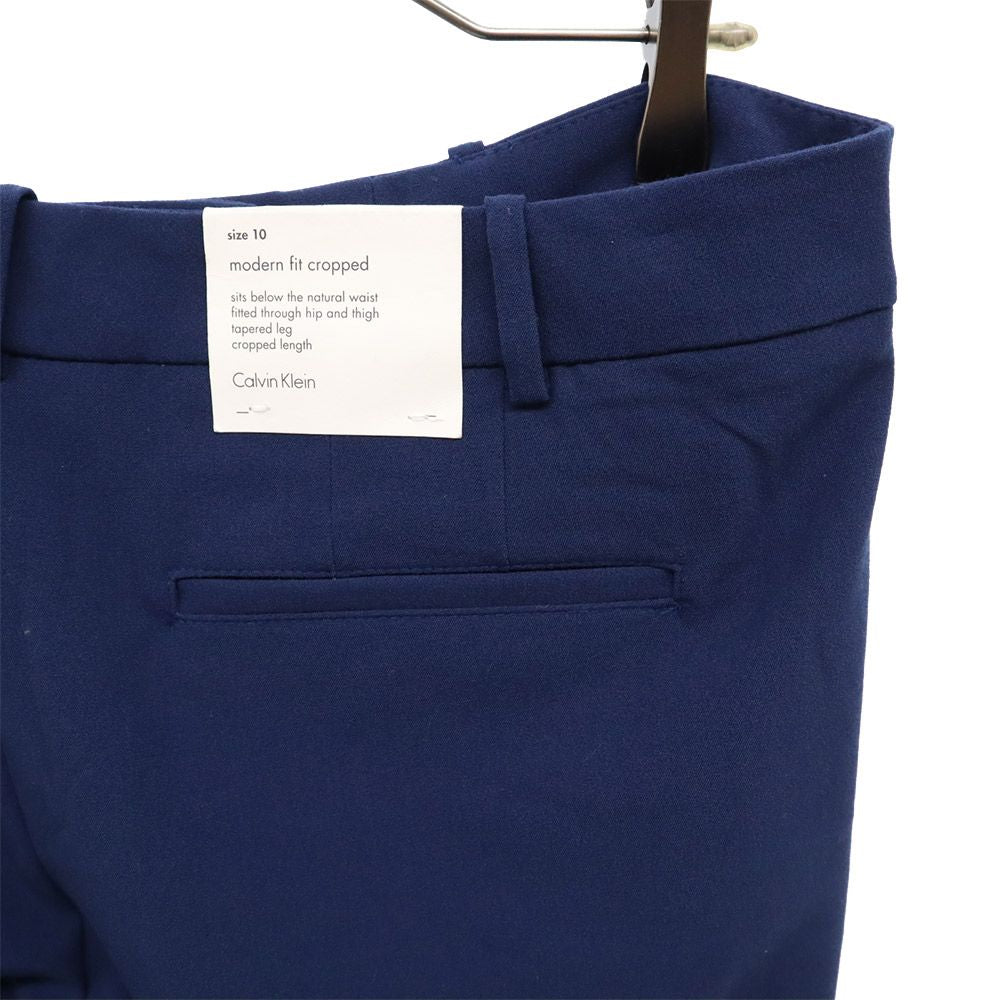 未使用 Calvin klein カルバンクライン ロゴプレート モダンフィットクロップド パンツ 10 ネイビー タグ付 レディース