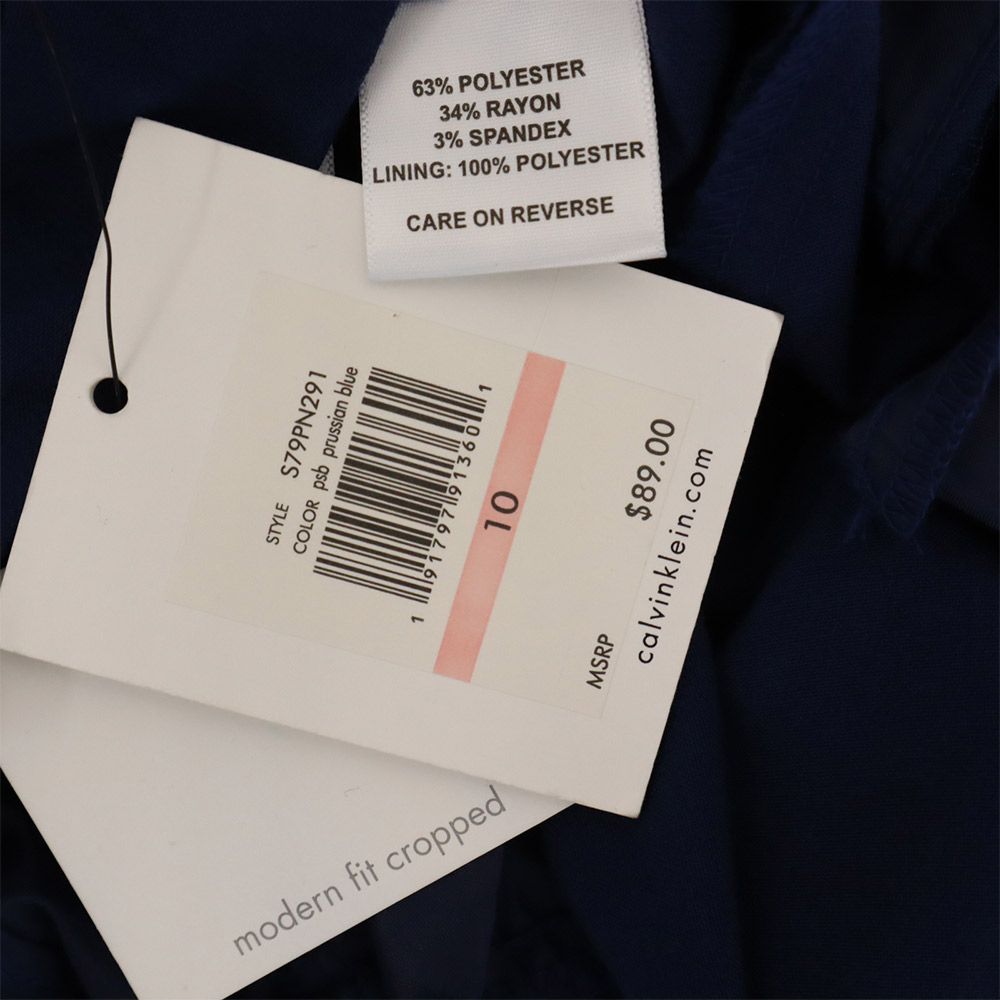 未使用 Calvin klein カルバンクライン ロゴプレート モダンフィットクロップド パンツ 10 ネイビー タグ付 レディース