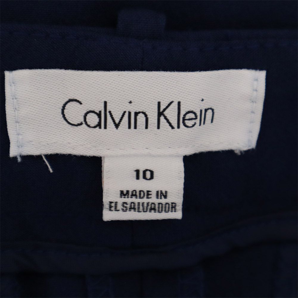 未使用 Calvin klein カルバンクライン ロゴプレート モダンフィットクロップド パンツ 10 ネイビー タグ付 レディース