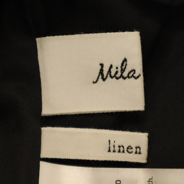 Mila Owen ミラオーウェン リネンブレンド 長袖 ワンピース 0 ブラック レディース