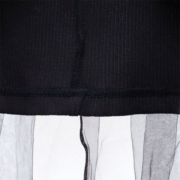 furfur ファーファー 長袖 ドッキング ワンピース F ブラック レディース