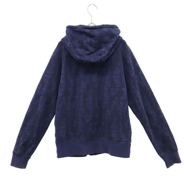 ナイキ 総柄 長袖 スウェット ジップパーカー S ネイビー×ブラック NIKE メンズ