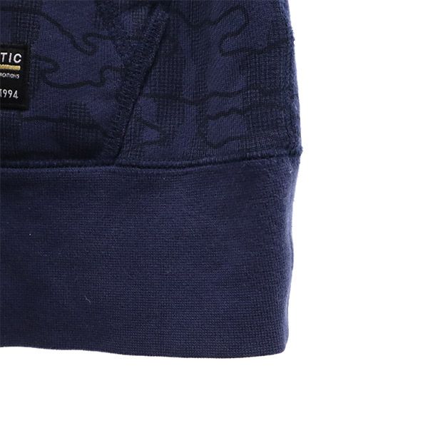 ナイキ 総柄 長袖 スウェット ジップパーカー S ネイビー×ブラック NIKE メンズ