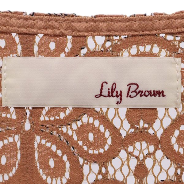 未使用 Lily Brown リリーブラウン 花柄レース 長袖 ワンピース F ブラウン系 レディース