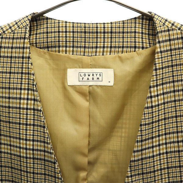 LOWRYS FARM ローリーズファーム チェック柄 ノーカラーコート M レディース