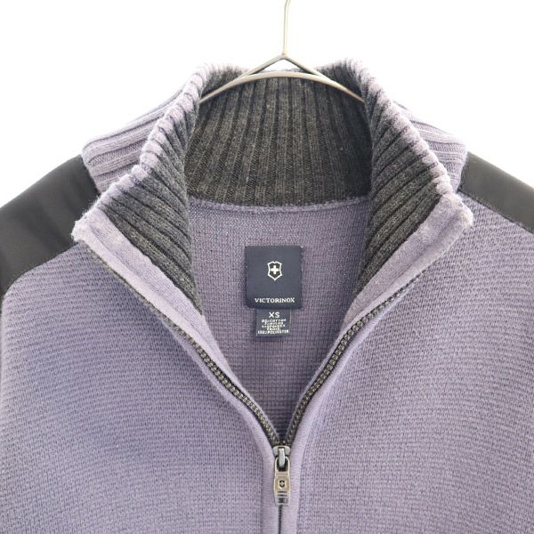 Victorinox ビクトリノックス フルジップ ニットジャケット XS グレー×ブラック メンズ