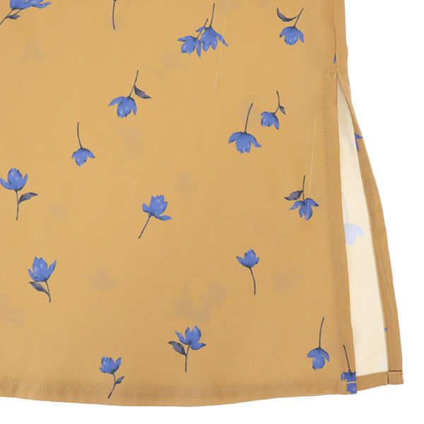 Mila Owen ミラオーウェン 花柄 長袖 ロングワンピース F ブラウン×ブルー レディース