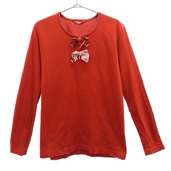 PINK HOUSE ピンクハウス ワンポイントロゴ 長袖 Tシャツ L レッド ロンT レディース