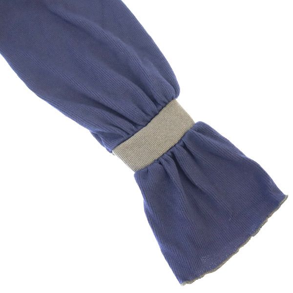 未使用 THURIUM スリウム 長袖 踊るタックカットフリル ロングワンピース 38 ネイビー レディース