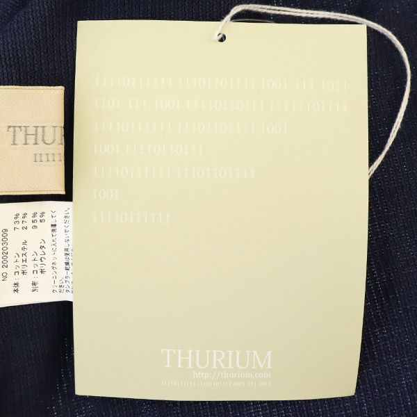 未使用 THURIUM スリウム 長袖 踊るタックカットフリル ロングワンピース 38 ネイビー レディース