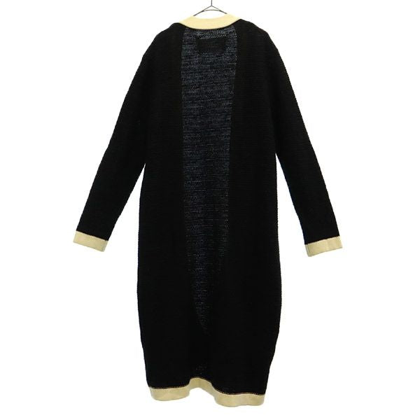 ADAWAS アダワス 長袖 ロング ニットカーディガン F ブラック×ホワイト レディース