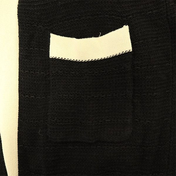 ADAWAS アダワス 長袖 ロング ニットカーディガン F ブラック×ホワイト レディース