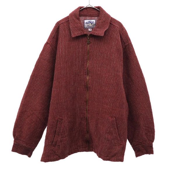 GLOBE TROTTER グローブトロッター ウールブレンド ストライプ柄 ジップジャケット 2 レッド×ホワイト メンズ