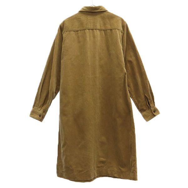 LACOSTE ラコステ ワンポイントロゴワッペン柄 長袖 コーデュロイ ワンピース 42 ブラウン レディース