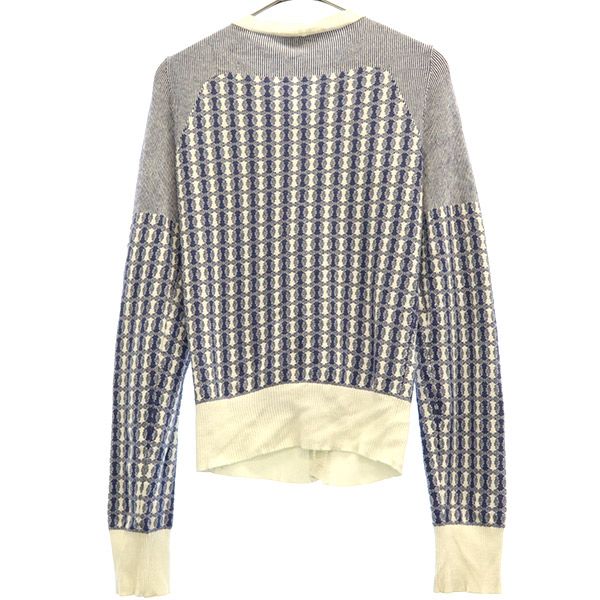 DIESEL ディーゼル 総柄 長袖 ニットカーディガン S ブルー×ホワイト レディース