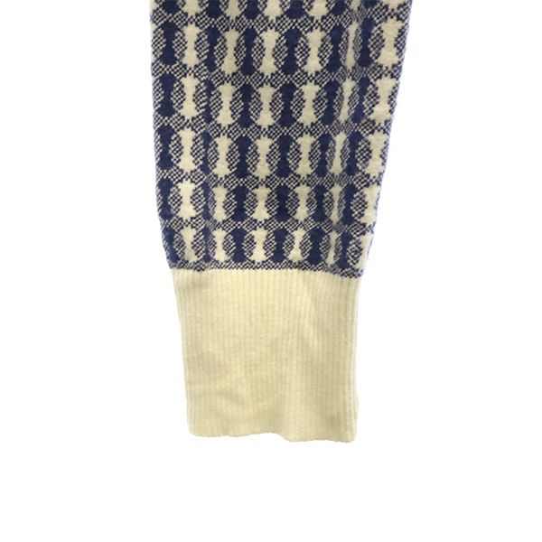 DIESEL ディーゼル 総柄 長袖 ニットカーディガン S ブルー×ホワイト レディース