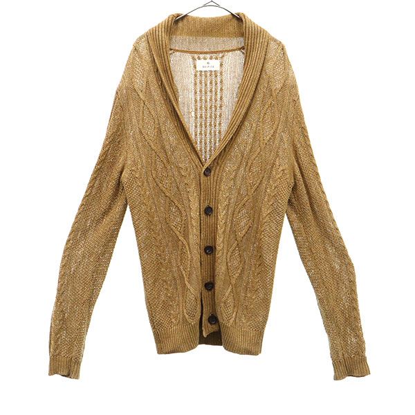 EDIFICE エディフィス リネン 長袖 ニットカーディガン 46 カーキ メンズ