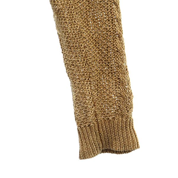 EDIFICE エディフィス リネン 長袖 ニットカーディガン 46 カーキ メンズ