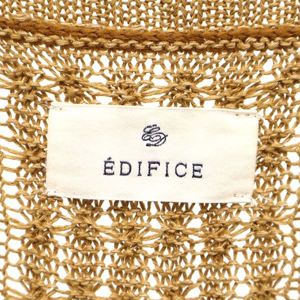 EDIFICE エディフィス リネン 長袖 ニットカーディガン 46 カーキ メンズ