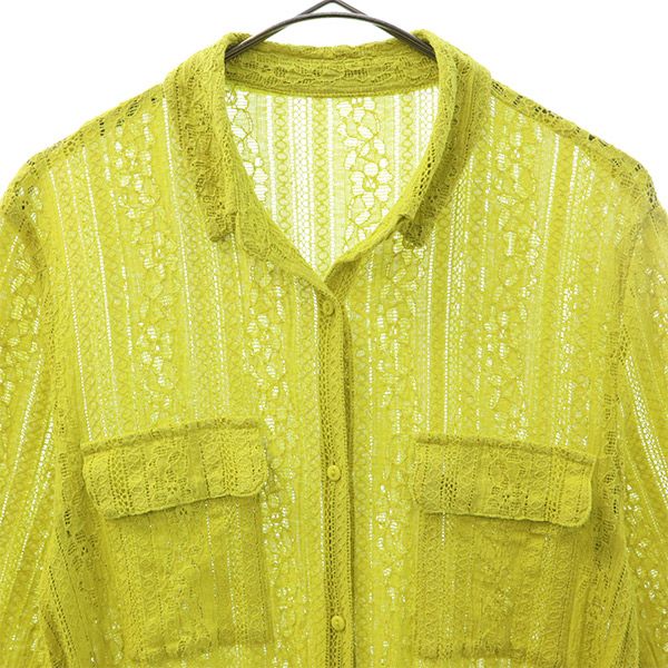 Mila Owen ミラオーウェン レース 長袖 ニット ロングワンピース 0 グリーン レディース