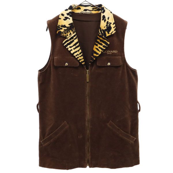 LEONARD SPORT レオナールスポーツ コーデュロイジップ ベスト ブラウン レディース