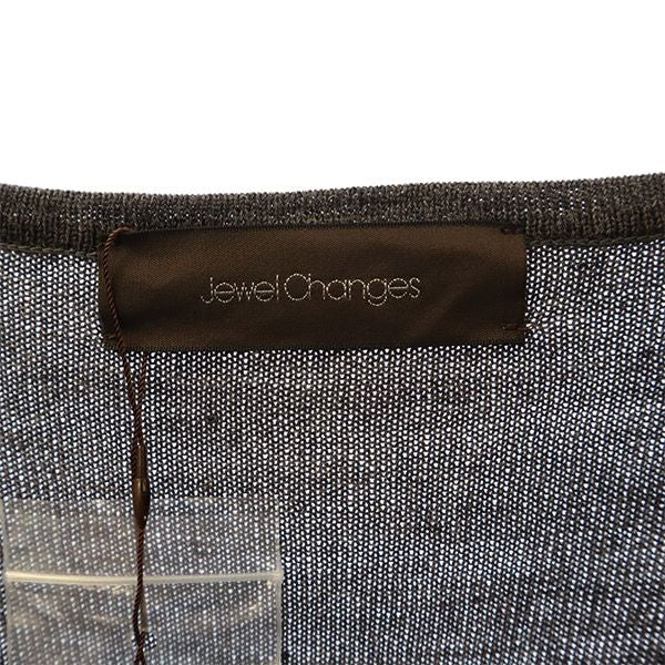 未使用 Jewel Changes ジュエルチェンジズ 総柄 長袖 ニット ワンピース フリー グレー レディース