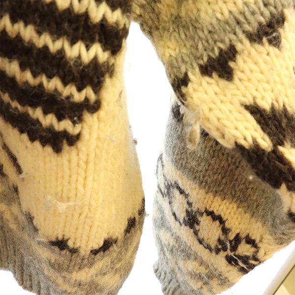 SEVEN ISLANDS セブンアイランド ウール 総柄 カウチンジャケット L ホワイト×グレー メンズ