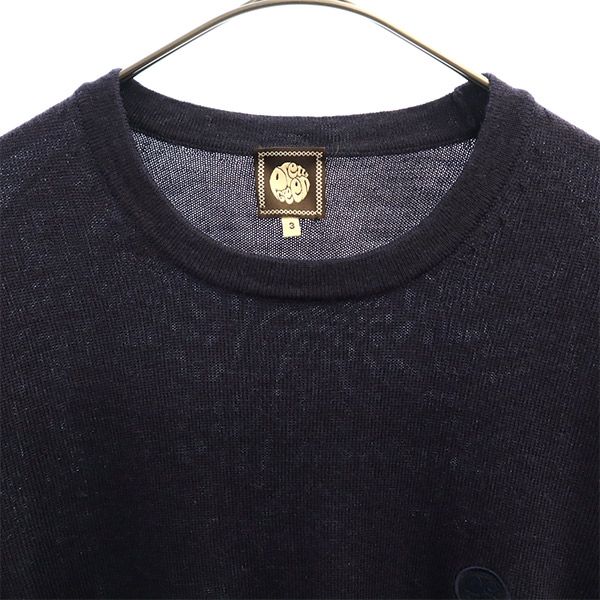 Pretty Green プリティーグリーン ウール ワッペン 長袖 セーター 3 ネイビー ニット メンズ