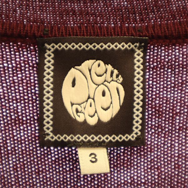 プリティーグリーン 長袖 ニットカーディガン 3 レッド Pretty Green メンズ