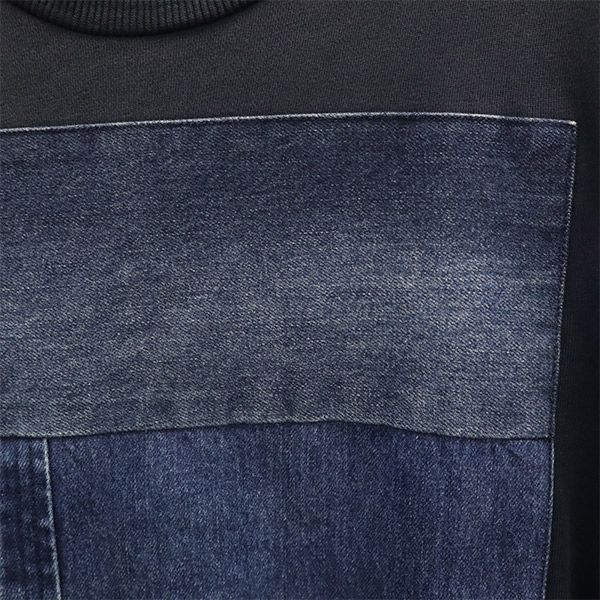 DIESEL ディーゼル 長袖 パッチワーク トレーナー ネイビー×ブルー スウェット メンズ