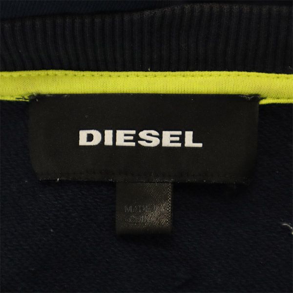 DIESEL ディーゼル 長袖 パッチワーク トレーナー ネイビー×ブルー スウェット メンズ