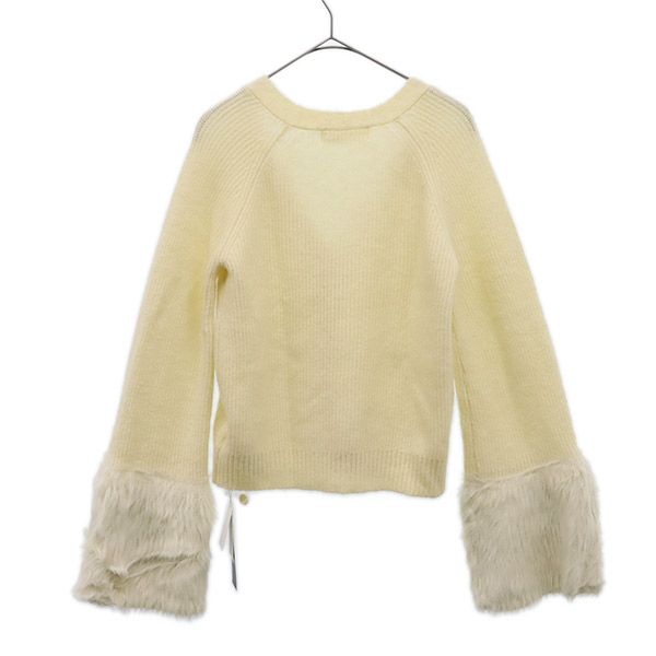 未使用 Lily Brown リリーブラウン 長袖 ファースリーブ ニットカーディガン F ホワイト レディース