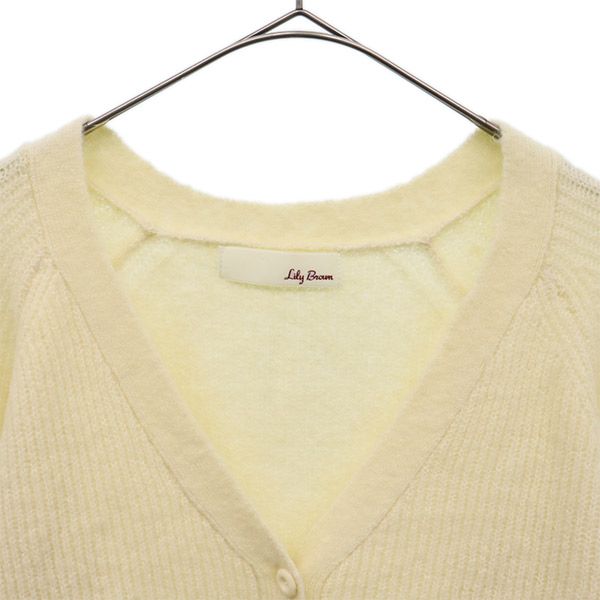 未使用 Lily Brown リリーブラウン 長袖 ファースリーブ ニットカーディガン F ホワイト レディース