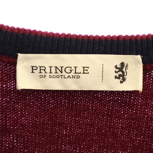 Pringle of Scotland プリングルオブスコットランド ウール 長袖 Vネック セーター S レッド ニット メンズ