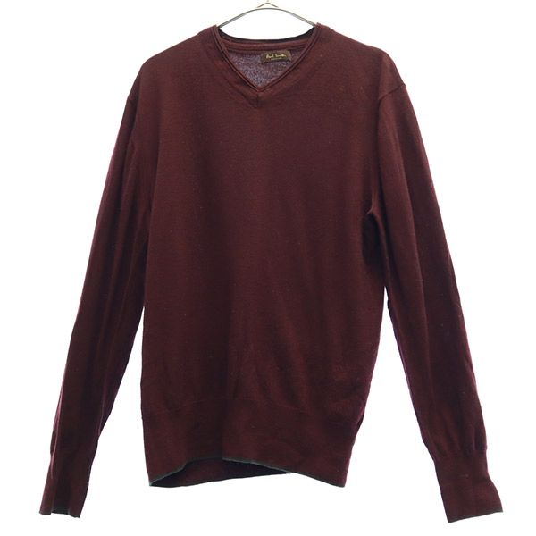 Paul Smith ポールスミス ウール 長袖 Vネック セーター L パープル ニット レディース