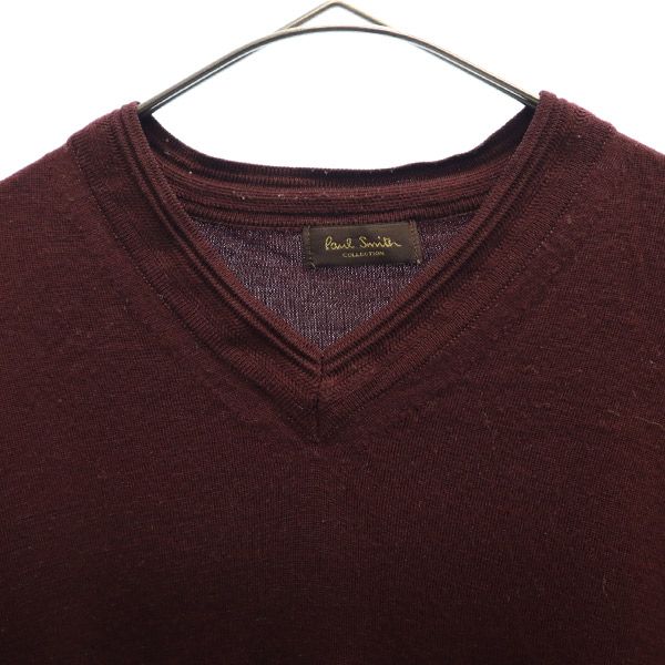 Paul Smith ポールスミス ウール 長袖 Vネック セーター L パープル ニット レディース