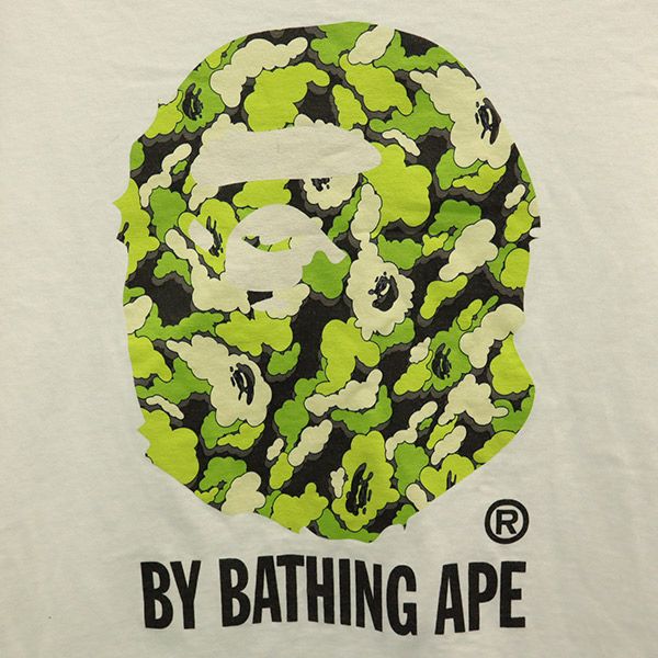 A BATHING APE アベイシングエイプ プリント 半袖 Tシャツ XS ホワイト メンズ