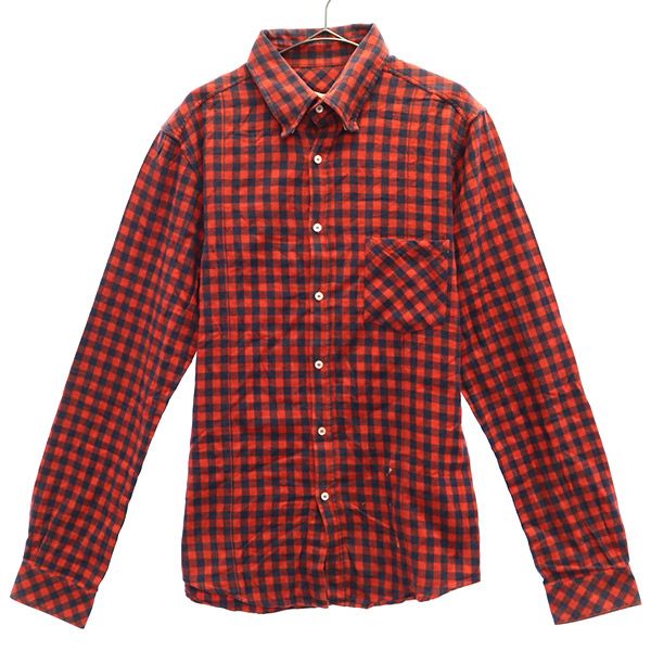GOLDEN GOOSE DELUXE BRAVO ゴールデン グース デラックス チェック 長袖 シャツ M レッド×ブラック メンズ