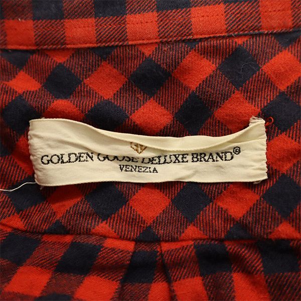 GOLDEN GOOSE DELUXE BRAVO ゴールデン グース デラックス チェック 長袖 シャツ M レッド×ブラック メンズ