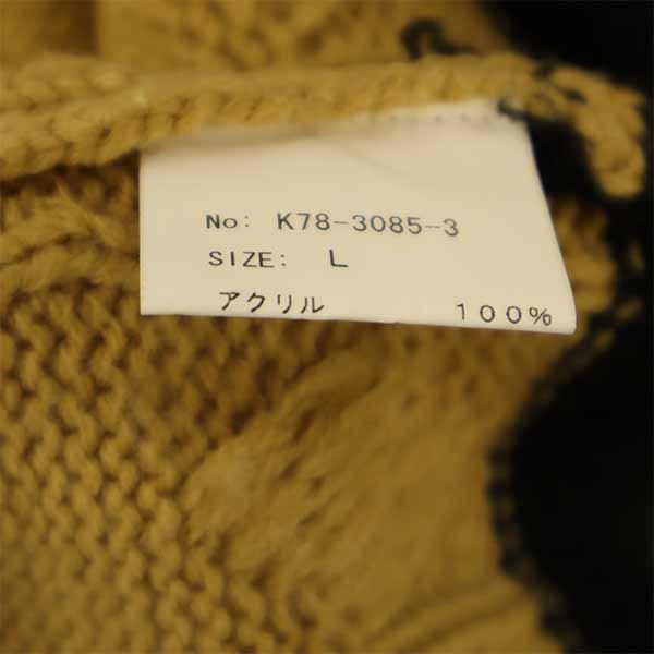 TEMPTATION テンプテーション ケーブル編 長袖 Vネック ニット L ブラウン系 セーター メンズ