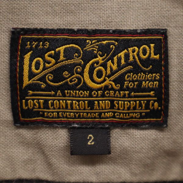 LOST CONTROL ロストコントロール ワンポイントロゴ刺繍 長袖 シャツ 2 グレー系 メンズ