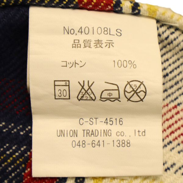 HOUSTON ヒューストン チェック柄 長袖 シャツ FREE ホワイト×ネイビーー レディース